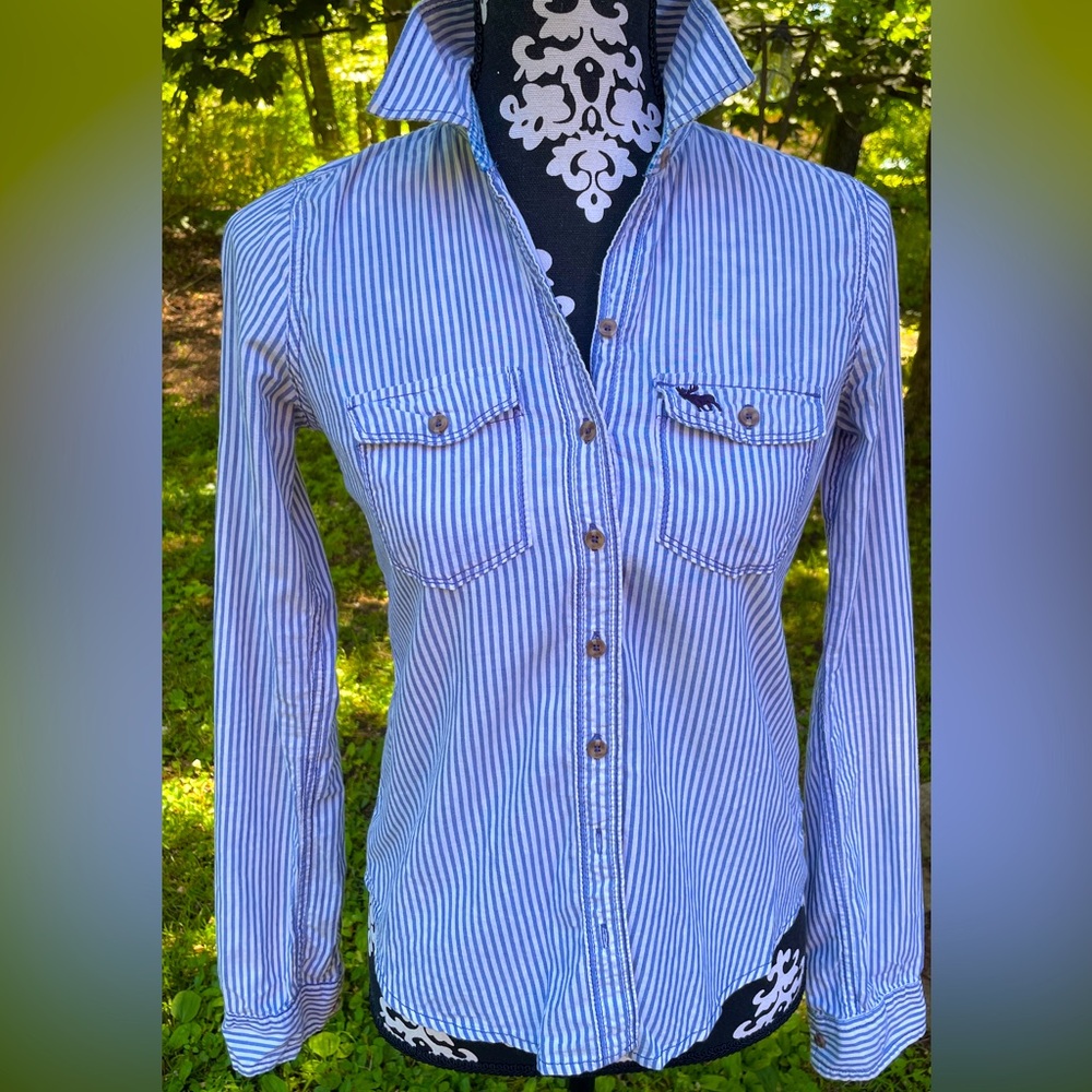 Abercrombie & Fitch poplin striped button down shirt